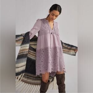 By Anthropologie Embroidered Lace Dress